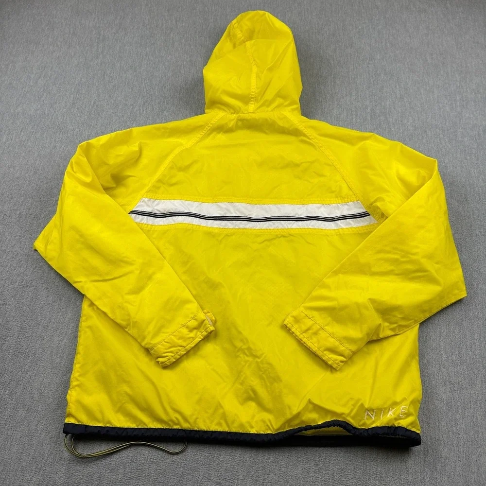 Vintage‎ Nike Jacket Womens Small Yellow Windbreaker 1/4 Zip Hooded Pullover 80s